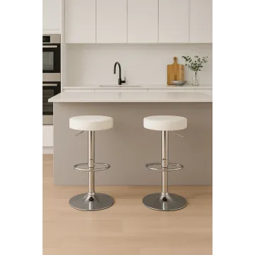 Комплект барных стульев Costway Loreto с круглым сиденьем белый
