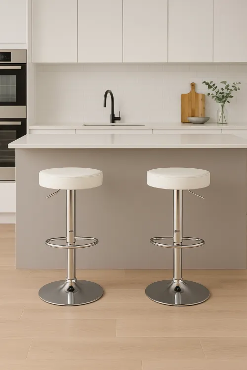 Комплект барных стульев Costway Loreto с круглым сиденьем белый