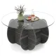 Image 4 for Журнальный столик Costway Clover Base 89см круглый стеклянный с нишей, темный дуб
