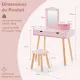Image 6 for Дитячий туалетний столик Costway Drawers з 2 шухлядами та стільцем блідо рожевий