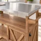 Image 2 for Стол-тележка Costway Wooden Kitchen для гриля и барбекю со столешницей из нержавеющей стали на колесах