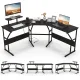 Image 5 for Угловой компьютерный стол-трансформер Costway CornerDesk L-образный с розеткой и USB черный