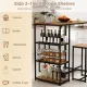 Image 7 for Комплект меблів Costway Brooklyn Counter 3-in-1 барний стіл із полицями та 2 стільцями лофт коричневий