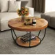 Image 3 for Журнальний столик Costway Leo з металевою основою в стилі Loft