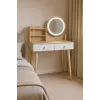 Туалетный столик Jumi Scandi LED подсветка, с ящиками, кожаные ручки, светлый бук