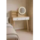 Image 1 for Туалетний столик Jumi Scandi LED підсвітка, з шухлядами, шкіряні ручки, світлий бук