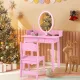 Image 2 for Детский туалетный столик Costway Princess Glow со стулом и розовой LED подсветкой.