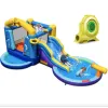 Надувная водная горка Costway Planet с двумя бассейнами и насосом