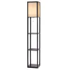 Стеллаж-торшер Costway Lumina Classic Shade 160 с тканевым абажуром на 3 полки лофт, черный
