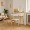 Туалетный столик Jumi Scandi с ящиками, кожаные ручки, светлый бук