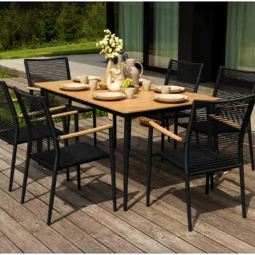 Комплект садовой мебели Di Volio Breno 6+1 черный/бежевый