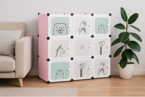 Модульна шафа-органайзер Leobert Kids для дитячих іграшок рожевий