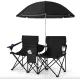Комплект раскладных стульев Costway Parma с зонтом черный