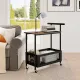 Image 4 for Сервировочный столик-тележка Costway BarCart Roll на колесах 2-ярусный коричневый