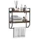 Image 3 for Полка навесная Costway Loft Wall Shelf для ванной с держателем для полотенец лофт коричневый