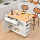 Image 5 for Кухонный остров Costway Multi-Storage Kitchen на колесах с раскладной столешницей белый