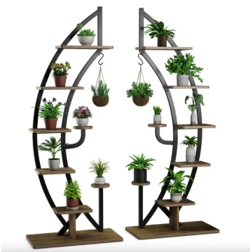 Стеллаж для цветов Costway Ruta комплект 2 штуки в форме полумесяца коричневый