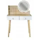 Image 6 for Туалетный столик Jumi Scandi LED подсветка, с ящиками, кожаные ручки, светлый бук