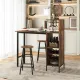 Image 5 for Барный стол со стульями Costway Bistro с держателем винных бокалов темно-коричневый
