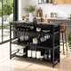 Image 7 for Кухонный остров Costway Industrial Wine Bar в стиле лофт с 4 открытыми полочками