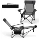 Image 3 for Кресло-шезлонг кемпинговое Costway Camp Recliner 2 в 1 складное с подставкой для ног серый