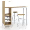 Барний стіл з стільцями Costway Bistro з тримачем винних келихів натуральний