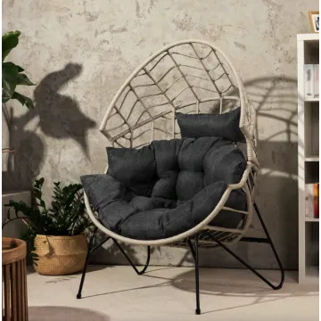 Крісло-кокон ротангове Di Volio Alcamo для відпочинку сірий