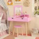 Image 2 for Дитячий туалетний столик Costway Drawers з 2 шухлядами та стільцем рожевий