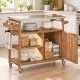 Image 5 for Стол-тележка Costway Wooden Kitchen для гриля и барбекю со столешницей из нержавеющей стали на колесах