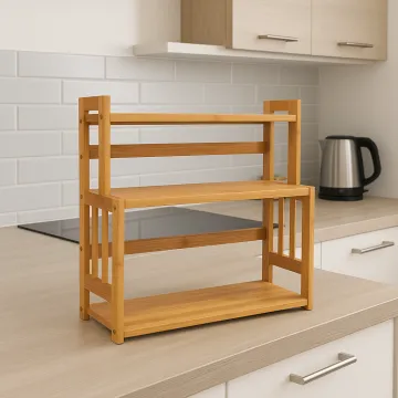 Полка-органайзер Costway Bamboo кухонная стойка бамбук 3 полки