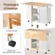 Image 9 for Кухонный остров Costway Multi-Storage Kitchen на колесах с раскладной столешницей белый