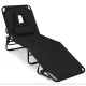 Шезлонг Costway Hanna розкладний з отвором для обличчя чорний