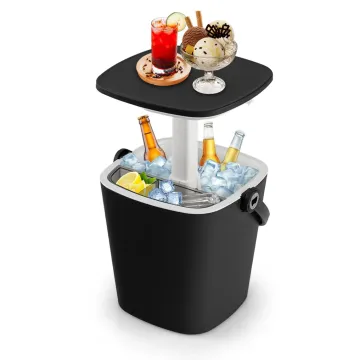 Стіл-холодильник Costway Gobar 3-в-1 з підйомною кришкою 15L чорний