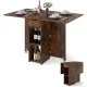Image 1 for Складаний обідній стіл-трансформер Costway Compact Dining на коліщатках із полицями лофт коричневий