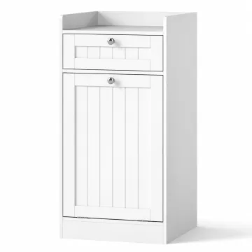 Тумба для ванной Costway Tilt-Out Laundry Cabinet с откидной корзиной для белья и ящиком белая