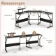 Image 7 for Угловой компьютерный стол-трансформер Costway CornerDesk L-образный с розеткой и USB черный