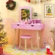 Image 6 for Дитячий туалетний столик Costway Drawers з 2 шухлядами та стільцем рожевий