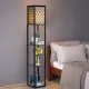 Image 9 for Стелаж-торшер Costway Lumina Solo Lattice 160 з декоративними абажурами на 3 полиці лофт, чорний