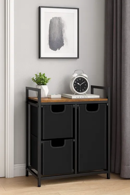 Корзина для белья Costway Nordi 58 л в стиле Loft черный