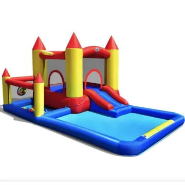 Надувной водный центр Costway Happyland с горкой 400см с вентилятором