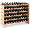 Стеллаж винный Costway Modular Pine деревянный на 60 бутылок