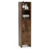 Пенал-шкаф для ванны Costway SlimBath Cabinet напольный с полками и дверцей коричневый