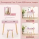 Image 7 for Дитячий туалетний столик Costway Drawers з 2 шухлядами та стільцем блідо рожевий
