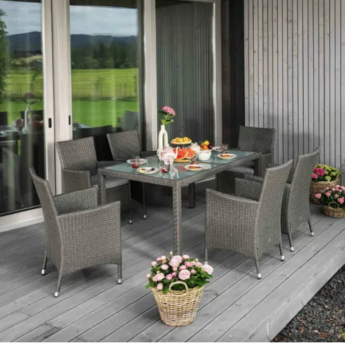 Садові меблі Di Volio VERONA 6+1 Сірий/сірий