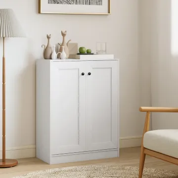 Напольная тумба-комод Costway Nordic Sideboard для ванной с полками белый