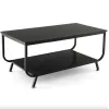 Журнальний стіл Costway Marble двоярусний чорний