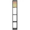 Стеллаж-торшер Costway Lumina Solo Lattice 160 с декоративными абажурами на 3 полки лофт, черный