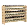 Стеллаж винный Costway Modular Wine деревянный на 72 бутылки