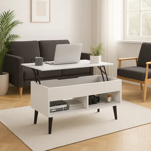 Стіл трансформер Costway Lagom в стилі Loft білий