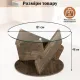 Image 2 for Журнальный столик Costway Geo Base стеклянный круглый 81х48см серый дуб